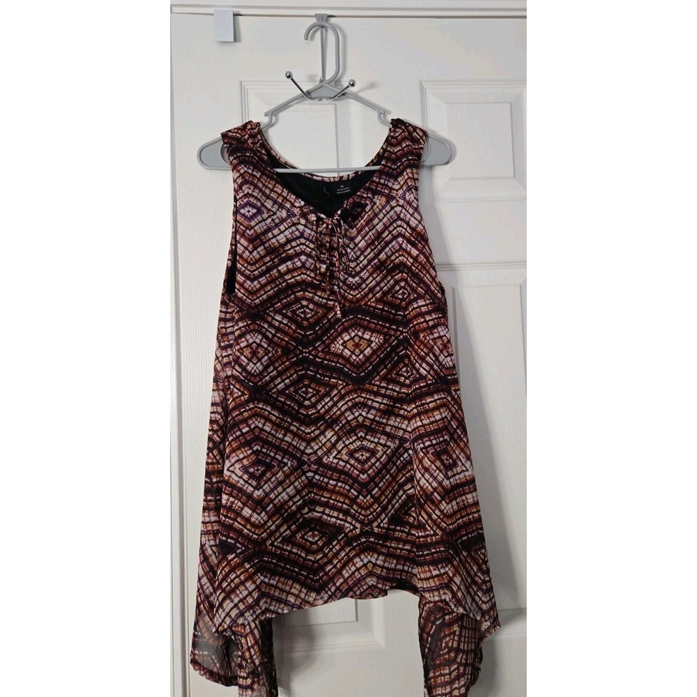 New Directions Sleeveless Geometric Top Blouse Multicolor Size XL Lined
